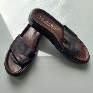 Donald J Pliner Brown Leather Slides Women's Sz 7 M